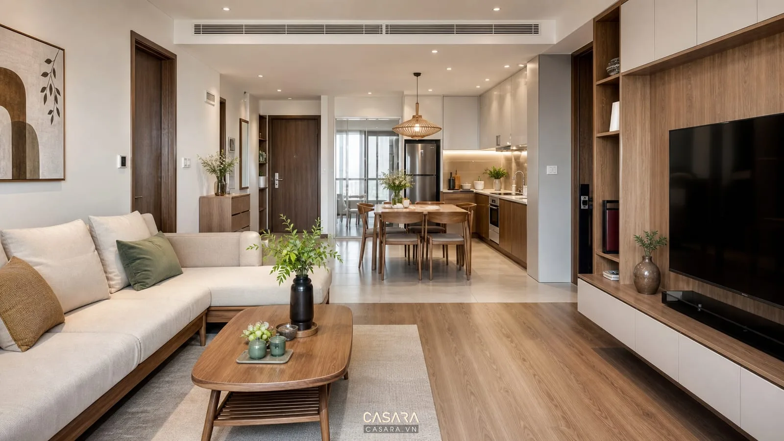 thi công nội thất chung cư hà nội phòng khách bếp hiện đại