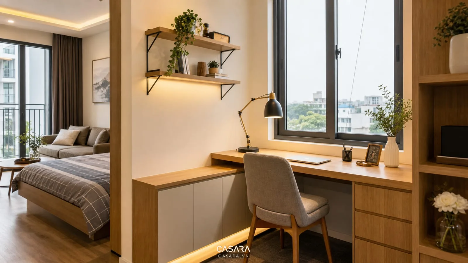 Góc làm việc trong chung cư mini sau thi công nội thất