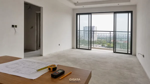 Thi công nội thất chung cư Bình Dương với hiện trạng căn hộ và bản vẽ mặt bằng