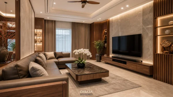 thi công nội thất sang trọng phòng khách nhà ở