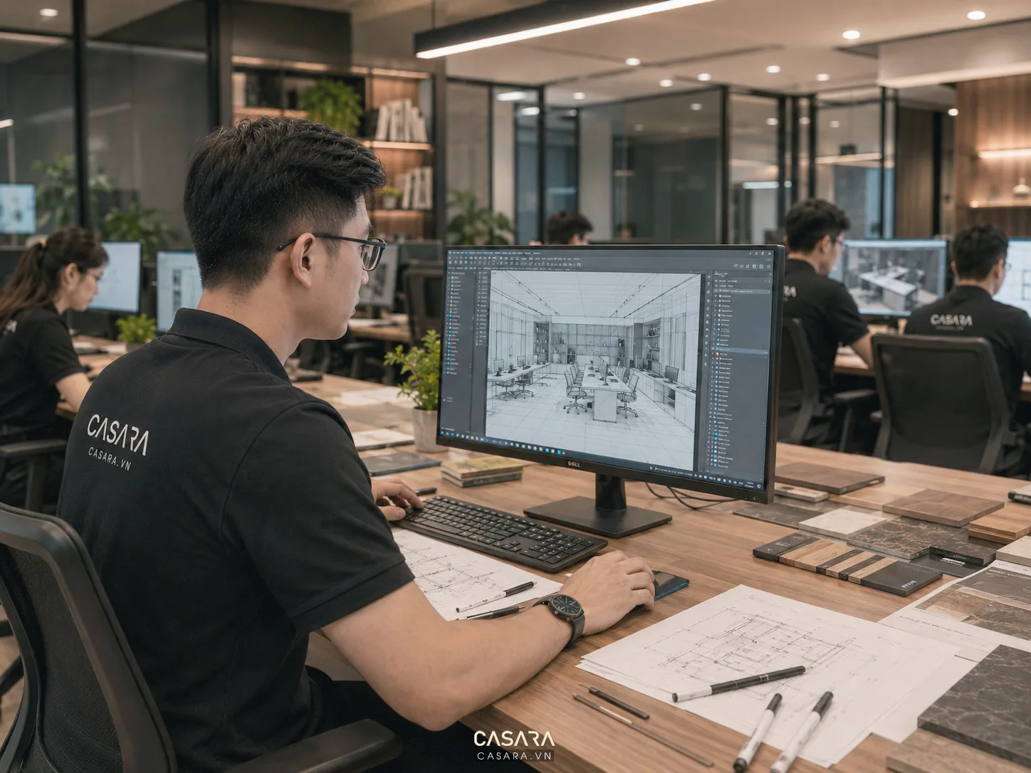 Thiết kế bản vẽ 3D cho văn phòng