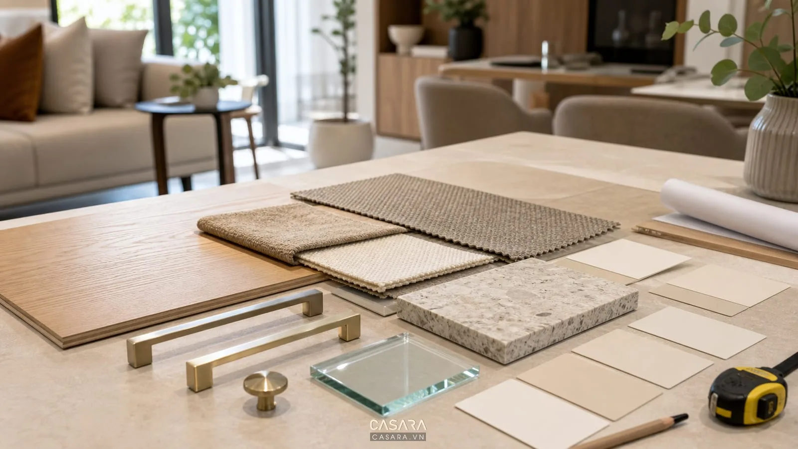 Mẫu vật liệu nội thất gỗ công nghiệp veneer laminate acrylic và phụ kiện tủ cho thiết kế thi công