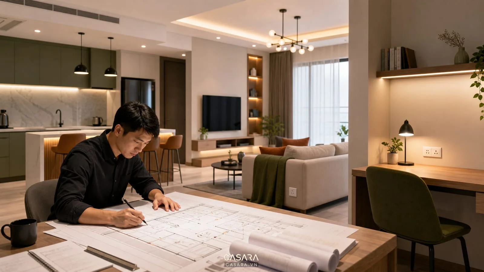 Thiết kế chung cư 2024 với bản vẽ ánh sáng và ổ cắm nội thất căn hộ