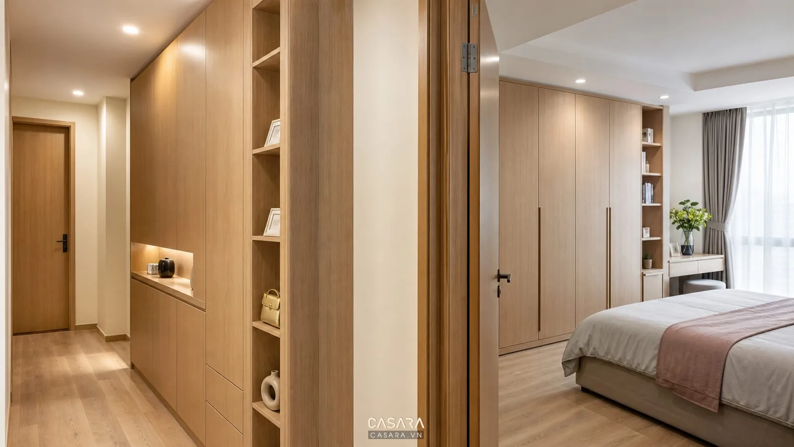 Tủ âm tường lưu trữ trong căn hộ 4 phòng ngủ