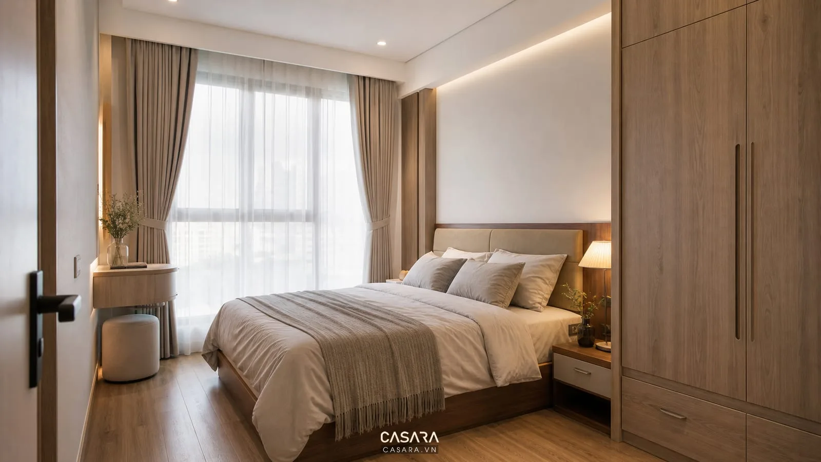 phòng ngủ nhỏ trong thiết kế chung cư 40m2 1 phòng ngủ