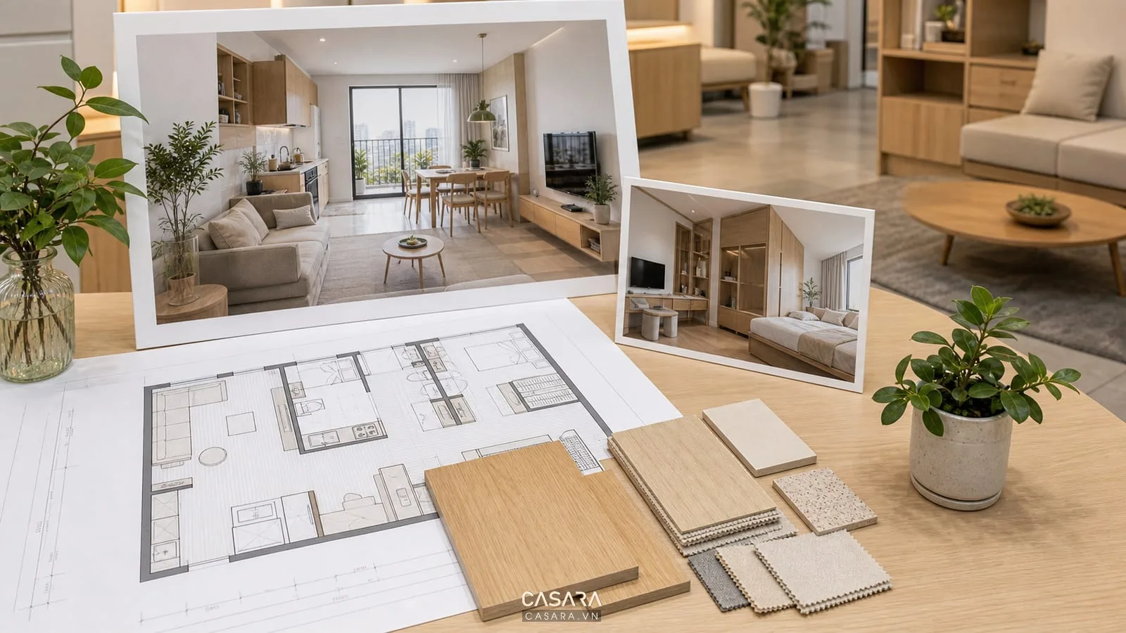 hồ sơ thiết kế chung cư 48m2 với mặt bằng phối cảnh và vật liệu
