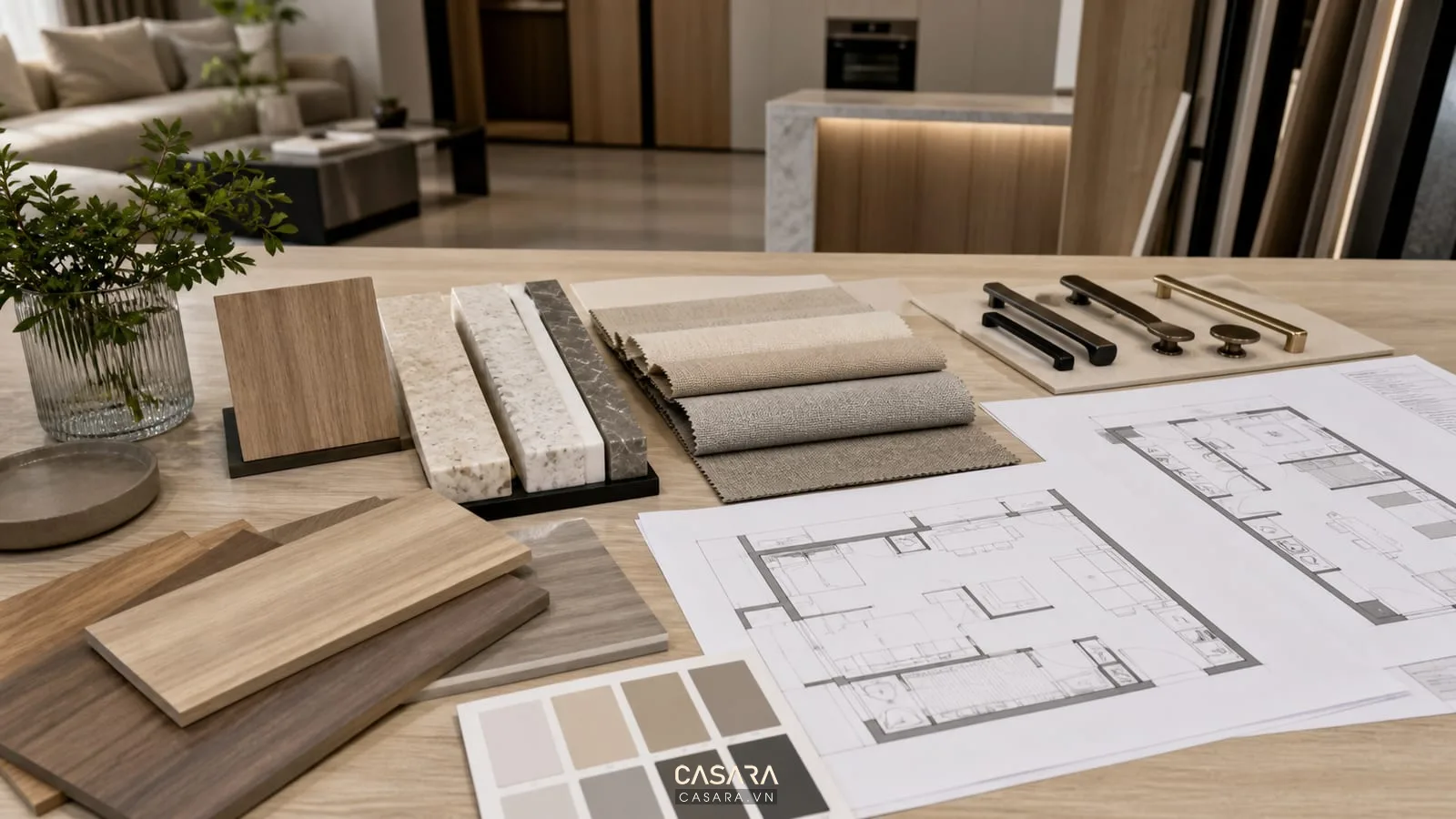 Mẫu vật liệu cho thiết kế nội thất chung cư 66m2