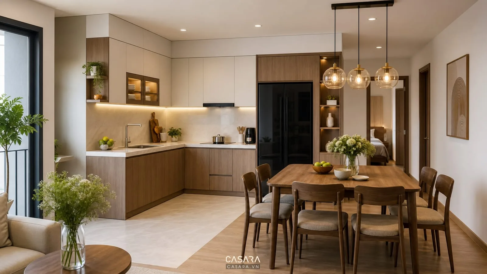 Bếp ăn cho thiết kế chung cư 80m2 3 phòng ngủ