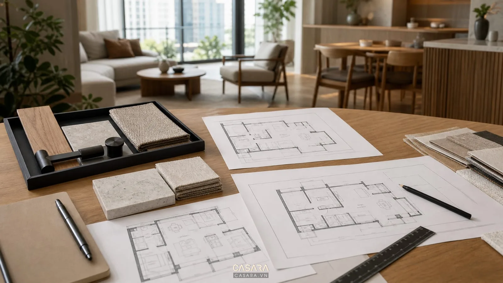 hồ sơ thiết kế chung cư 90m2 với mẫu vật liệu nội thất