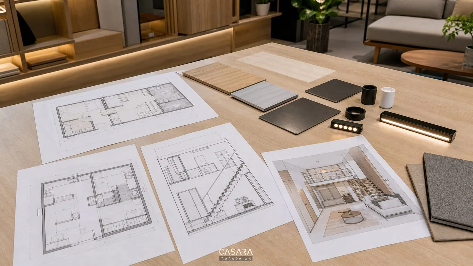 Hồ sơ thiết kế chung cư mini có gác xép với mặt bằng, mặt đứng cầu thang, phối cảnh 3D và mẫu vật liệu