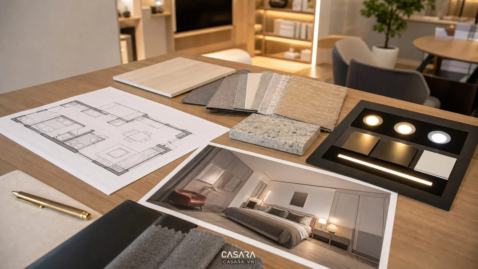 Tư vấn thiết kế chung cư mini đẹp với bản vẽ mặt bằng mẫu gỗ vải đá và ánh sáng