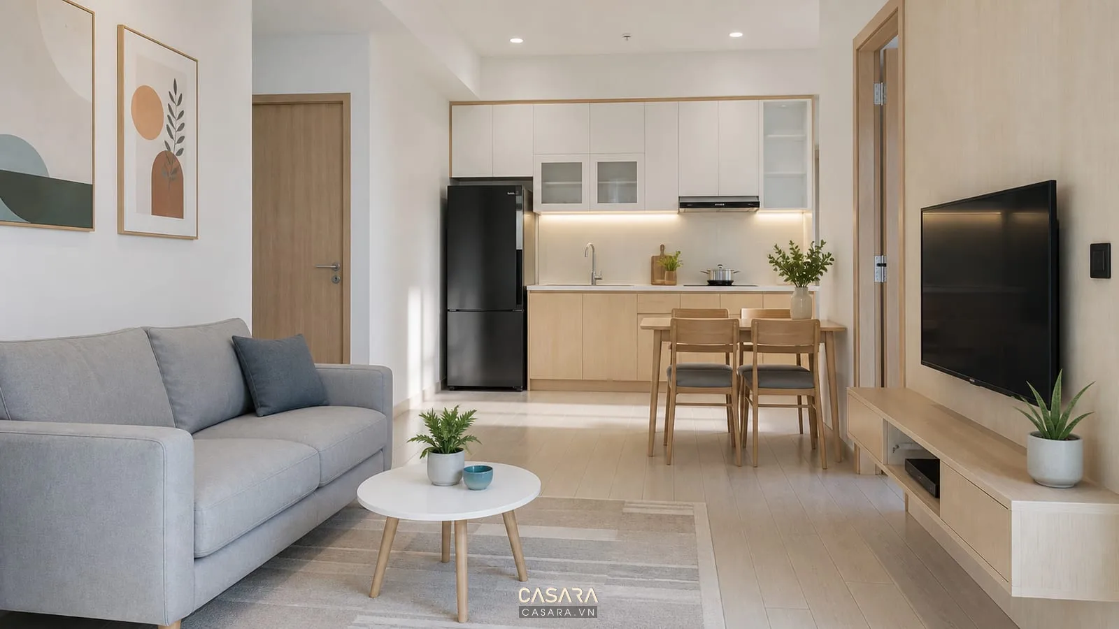 mẫu thiết kế chung cư 3 phòng ngủ hiện đại ấm