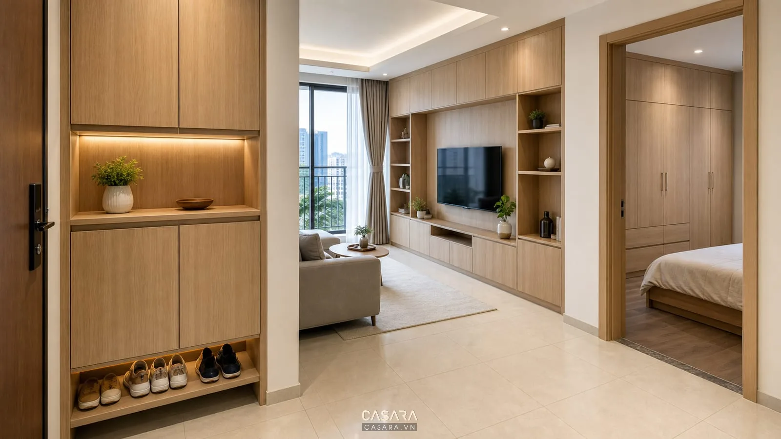 hệ tủ lưu trữ trong thiết kế chung cư Tràng An Complex