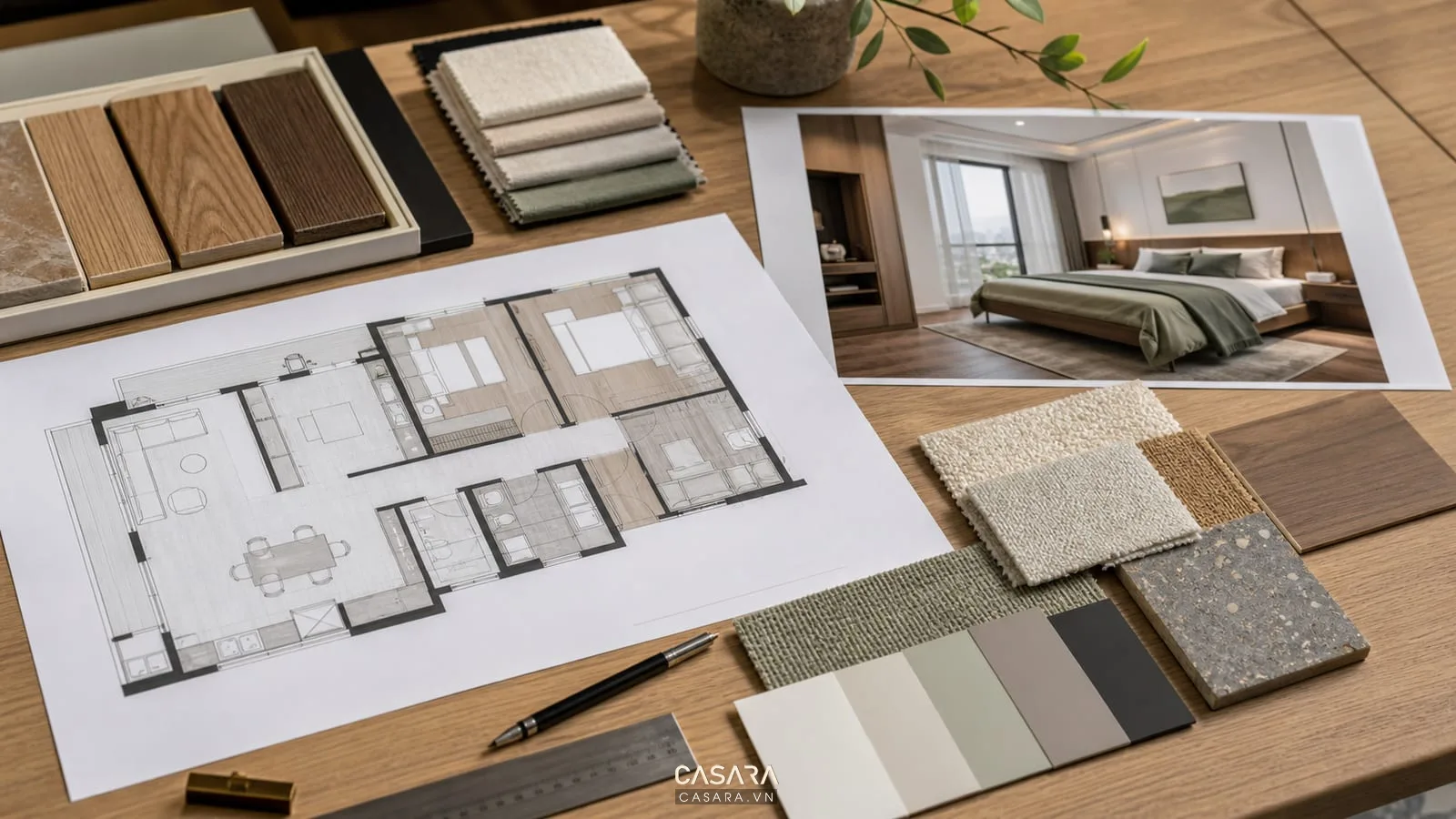 bản vẽ mặt bằng thiết kế chung cư Vinhomes với mẫu vật liệu nội thất