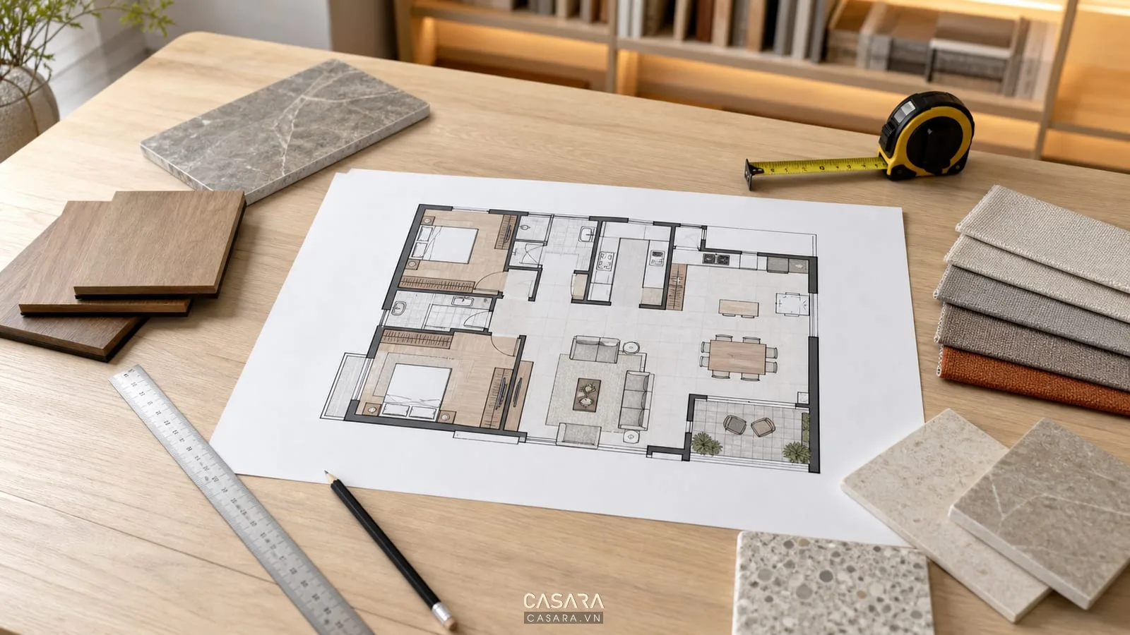Bản vẽ mặt bằng thiết kế nội thất chung cư 105m2