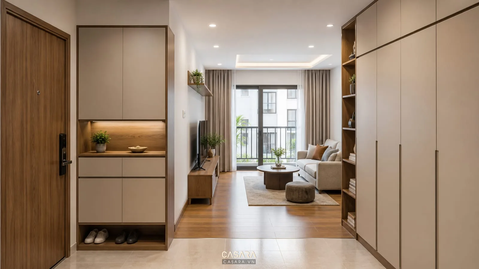 Hệ tủ lưu trữ cho thiết kế nội thất chung cư 45m2