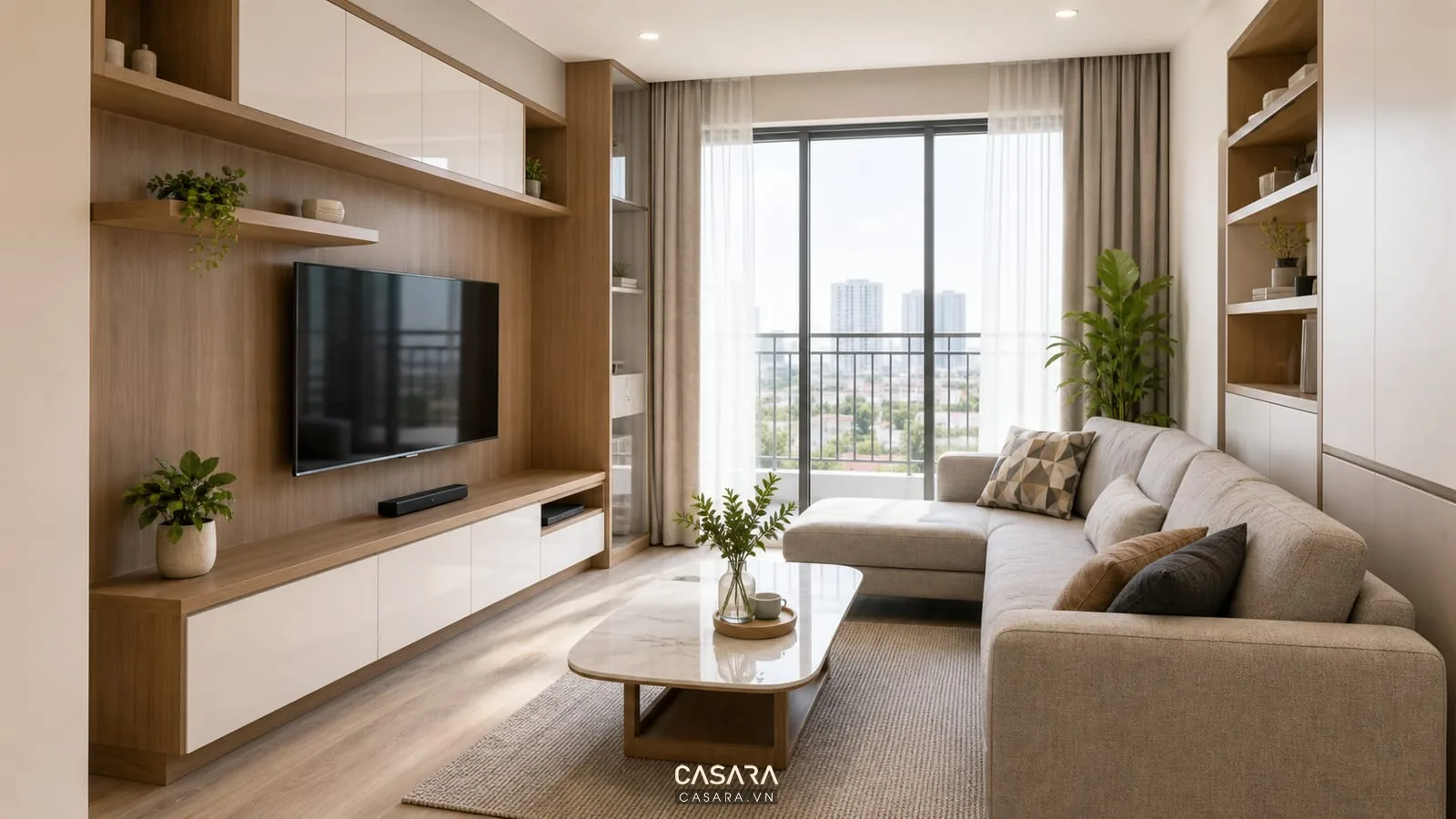 Thiết kế nội thất chung cư giá rẻ cho phòng khách hiện đại và gọn gàng