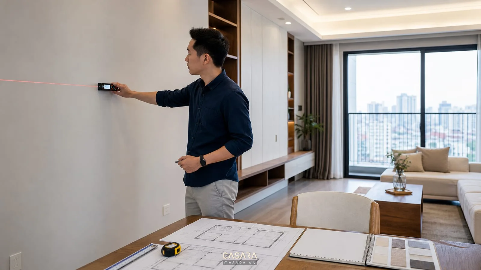Đo đạc hiện trạng trước khi thiết kế nội thất chung cư tại Hà Nội