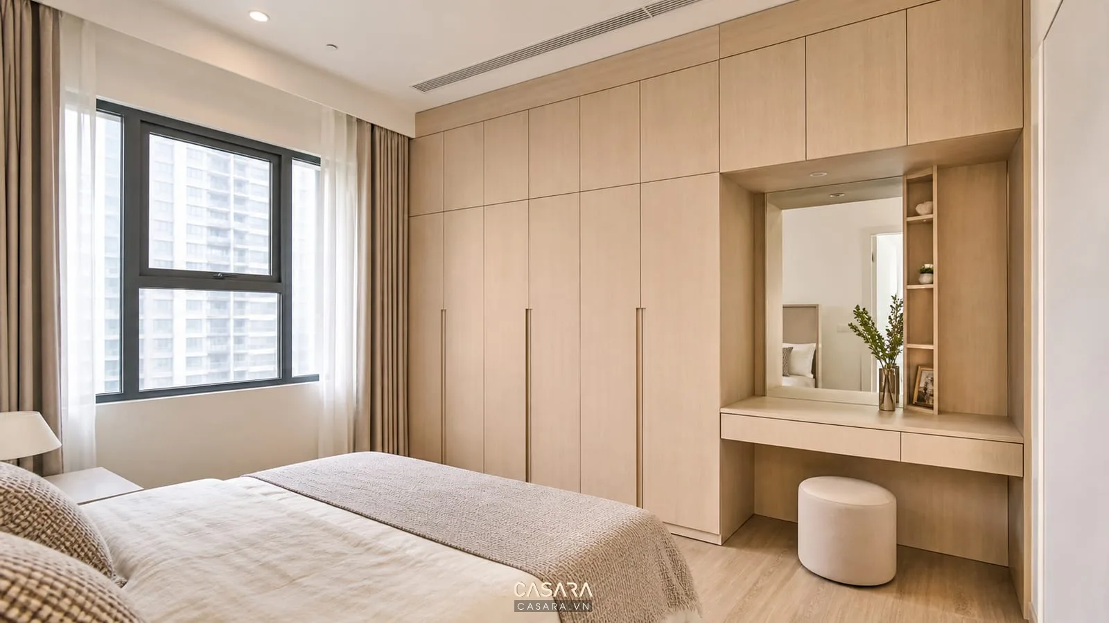 Hệ tủ quần áo phòng ngủ trong thiết kế nội thất chung cư Infiniti