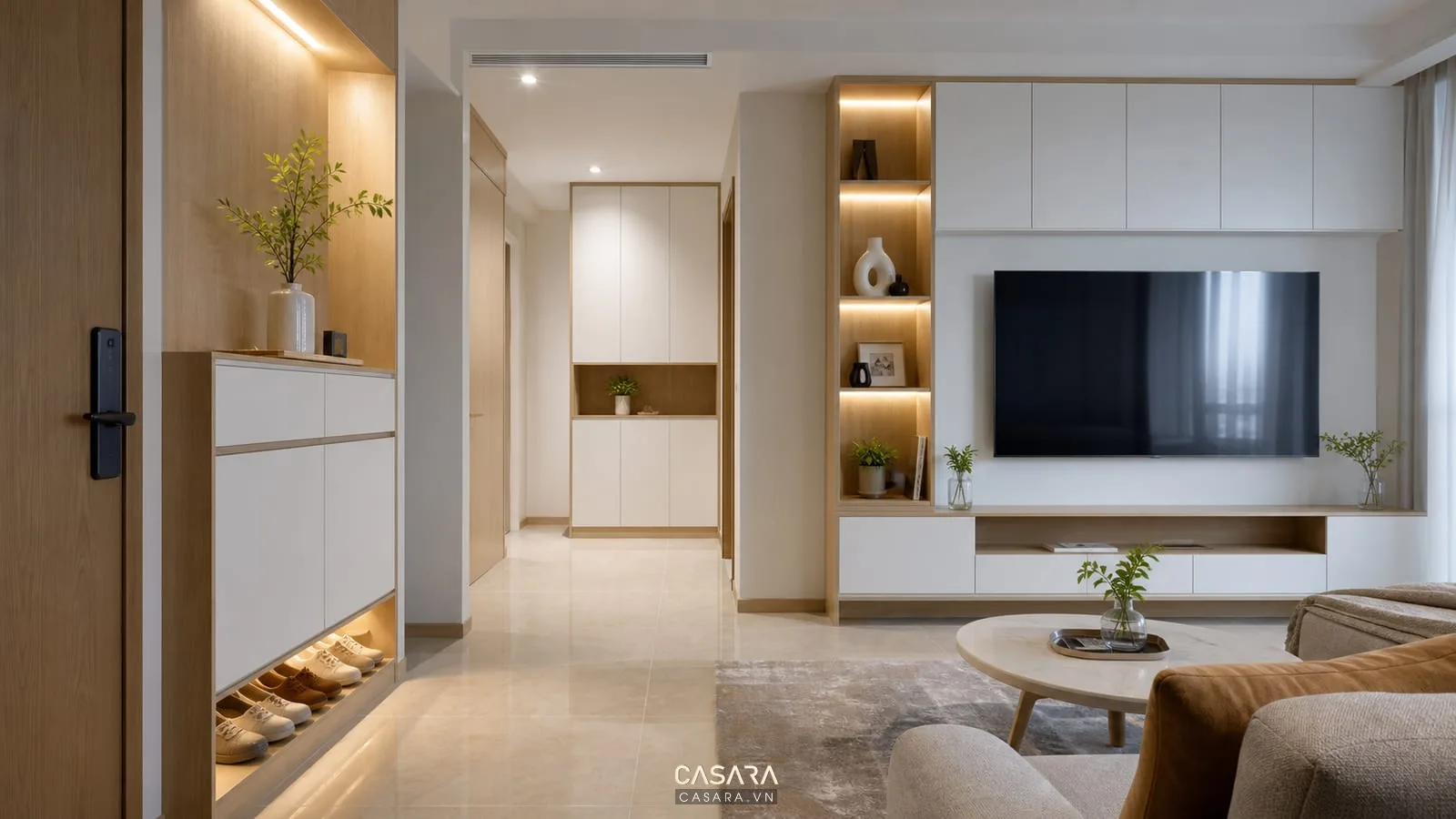 hệ tủ âm tường trong thiết kế nội thất chung cư quận 7